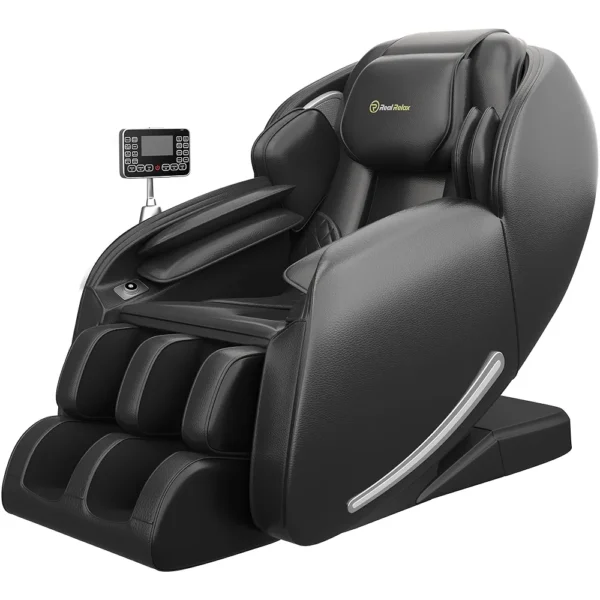 Massage Chair Full Body, Zero Gravity SL-Track Shiatsu Massage Recliner with Heat, APP Control, Child Lock, Body Scan Bluetooth Foot Roller, Favor 06, All Black